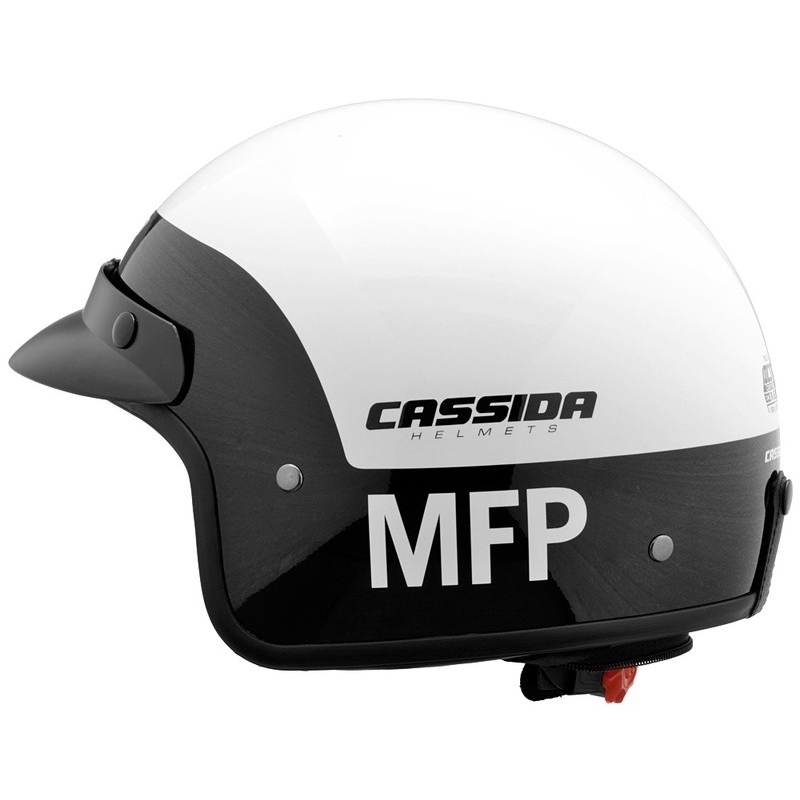 Otvorena motociklistička kaciga Cassida Police MFP crno-bijela