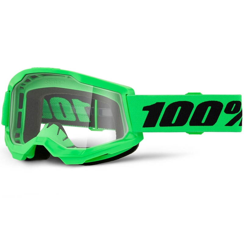 Motokros naočale 100% STRATA 2 NOVE fluo zelene s prozirnim pleksiglasom