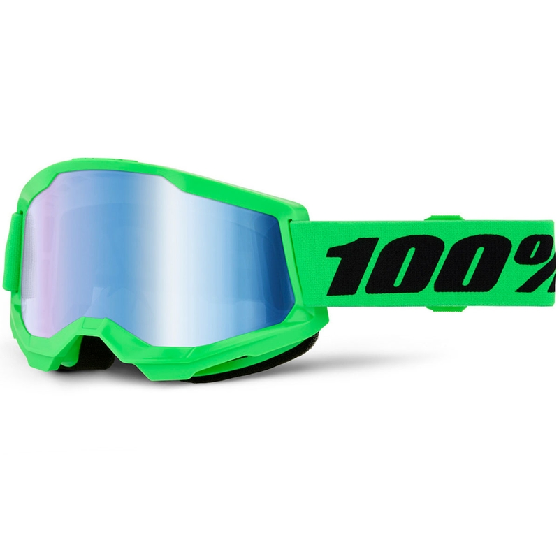 Motokros naočale 100% STRATA 2 NOVE fluo zelene s plavim pleksiglasom
