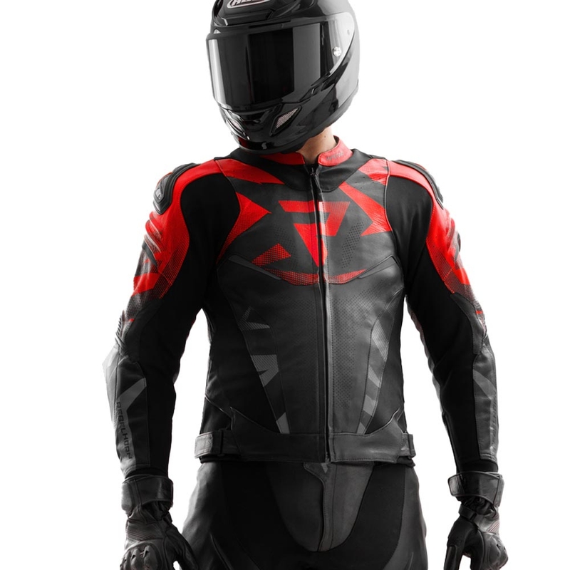 Rebelhorn Inferno kožna motociklistička jakna crno-fluo crvena