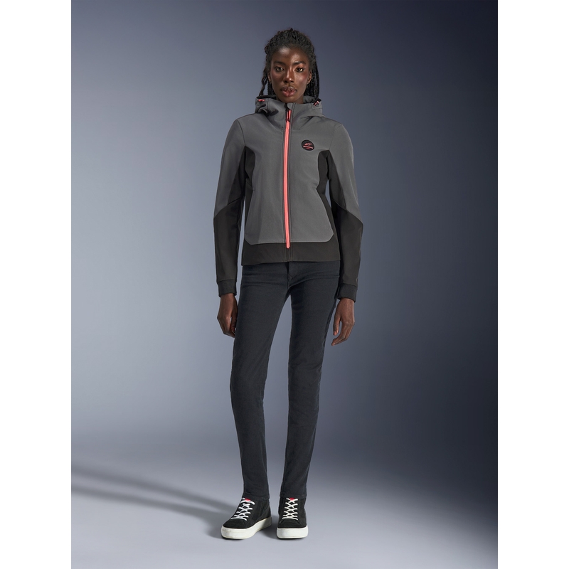 Ženska motociklistička jakna Alpinestars Stella Radium Tech Hoodie, tamno siva-crna-roza