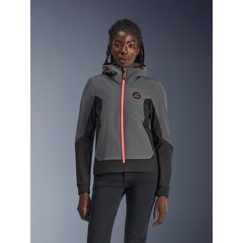 Ženska motociklistička jakna Alpinestars Stella Radium Tech Hoodie, tamno siva-crna-roza