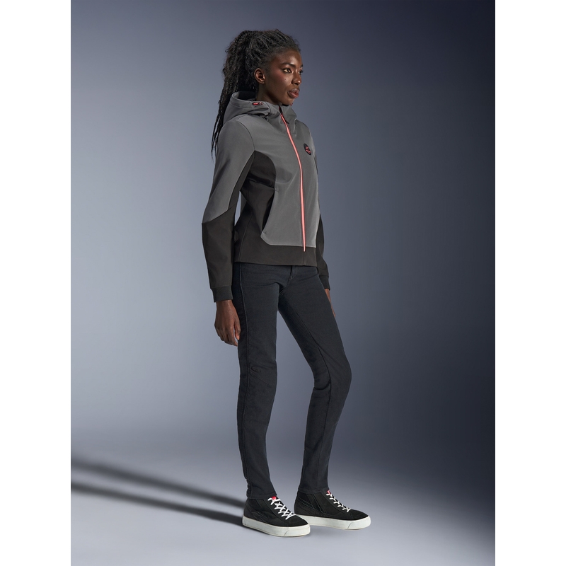 Ženska motociklistička jakna Alpinestars Stella Radium Tech Hoodie, tamno siva-crna-roza