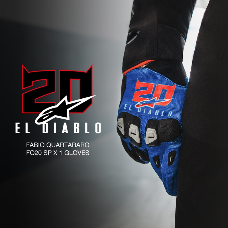 Alpinestars SP X 1 FQ20 kolekcija motociklističkih rukavica plavo-crno-fluo crvene boje