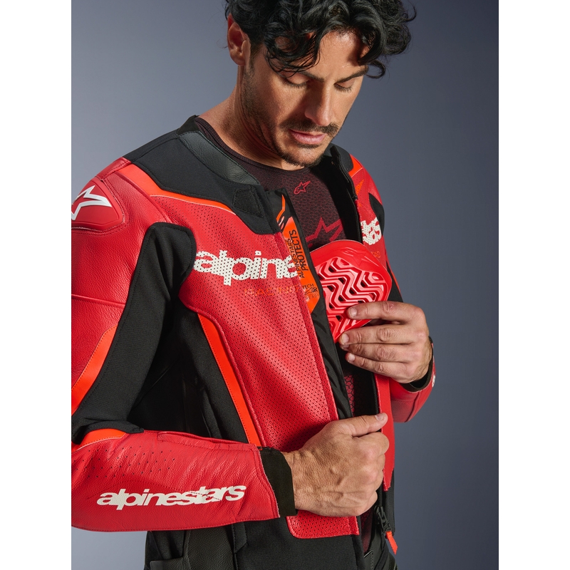Alpinestars GP Force V2 Airflow kožna motociklistička jakna fluo crveno-crno-bijela