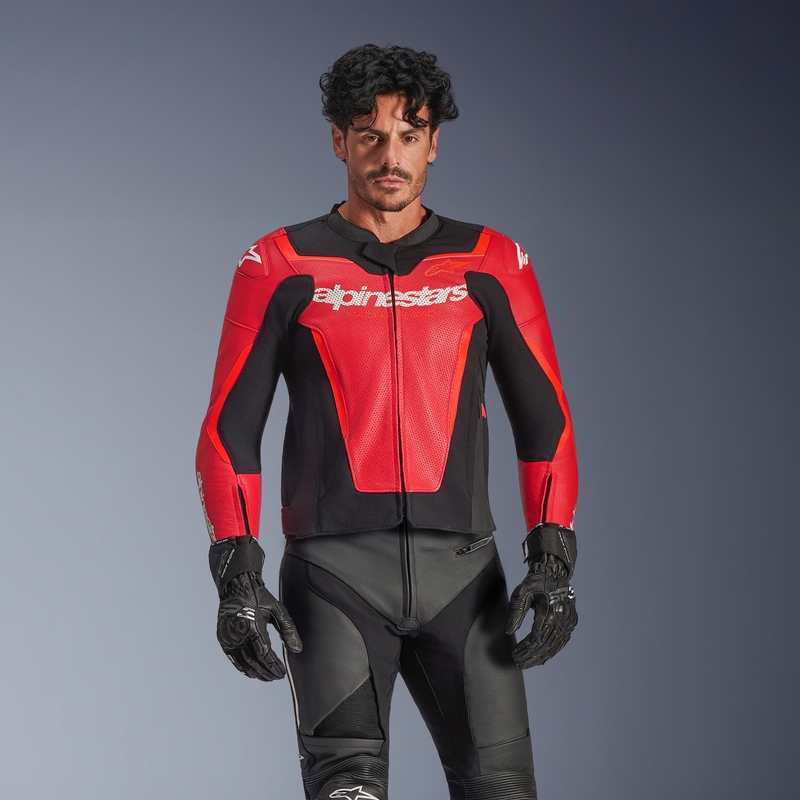 Alpinestars GP Force V2 Airflow kožna motociklistička jakna fluo crveno-crno-bijela