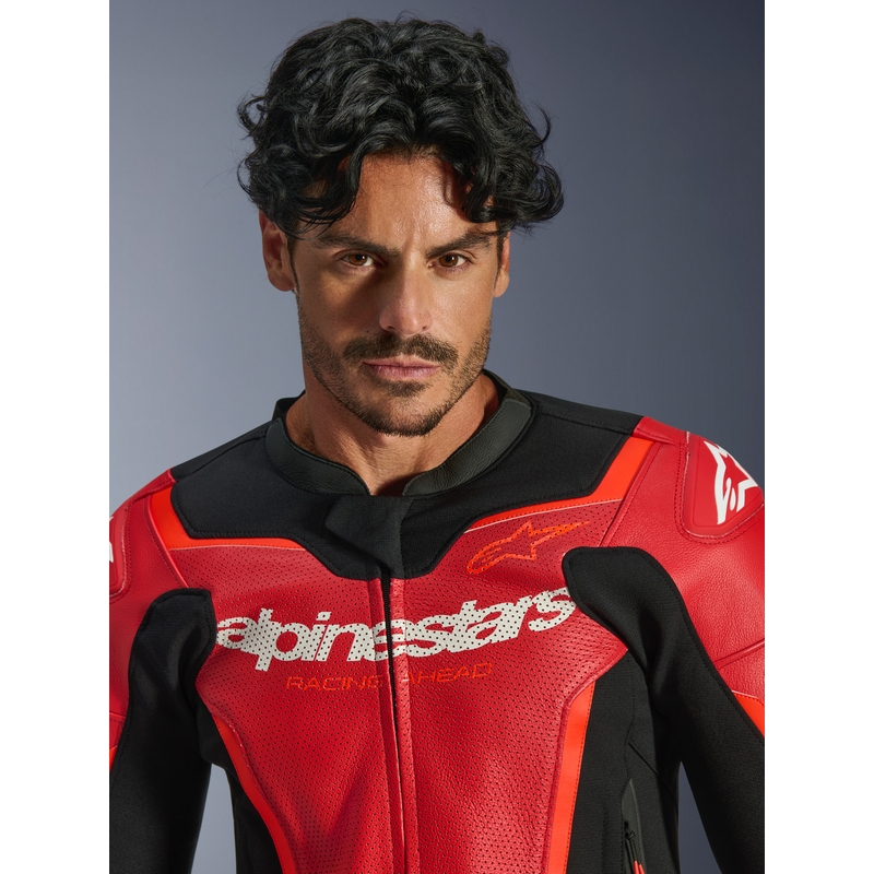 Alpinestars GP Force V2 Airflow kožna motociklistička jakna fluo crveno-crno-bijela