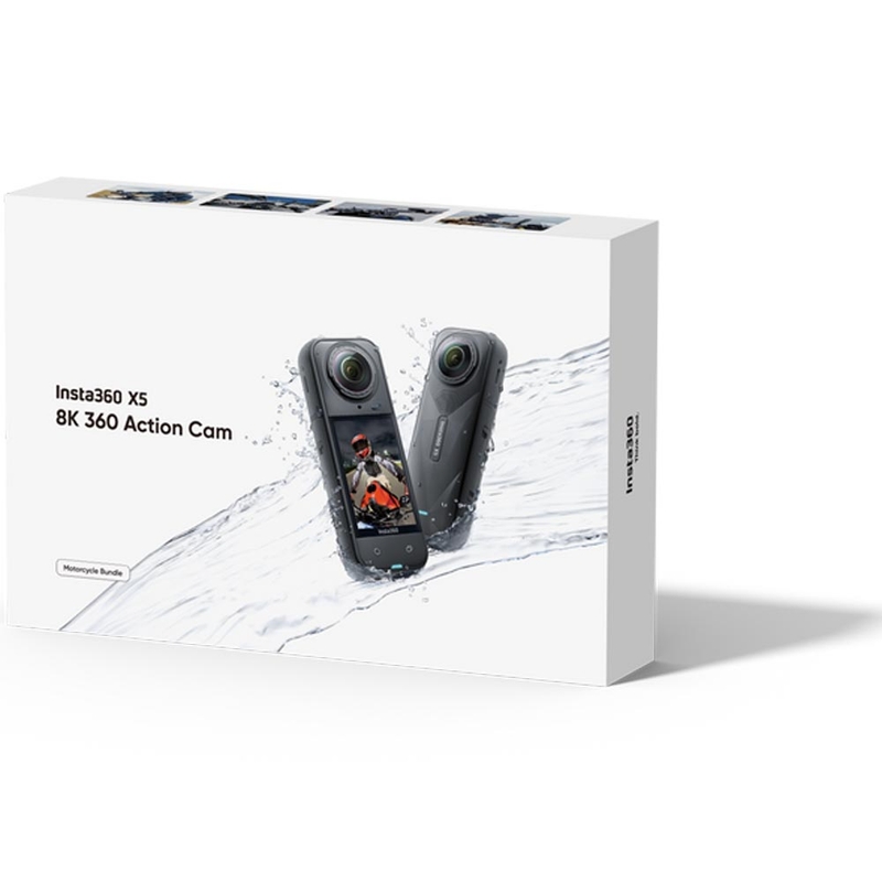 Insta360 X5 akcijska kamera za motocikle u paketu, crna
