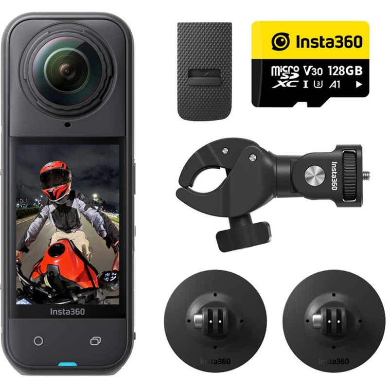Insta360 X5 akcijska kamera za motocikle u paketu, crna