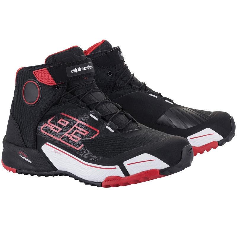 Kolekcija motociklističkih čizama Alpinestars CR-X Drystar MM93 crno-crveno-bijela