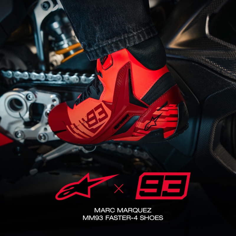 Alpinestars Faster-4 MM93 motociklističke čizme, fluo kolekcija, crveno-crveno-crne