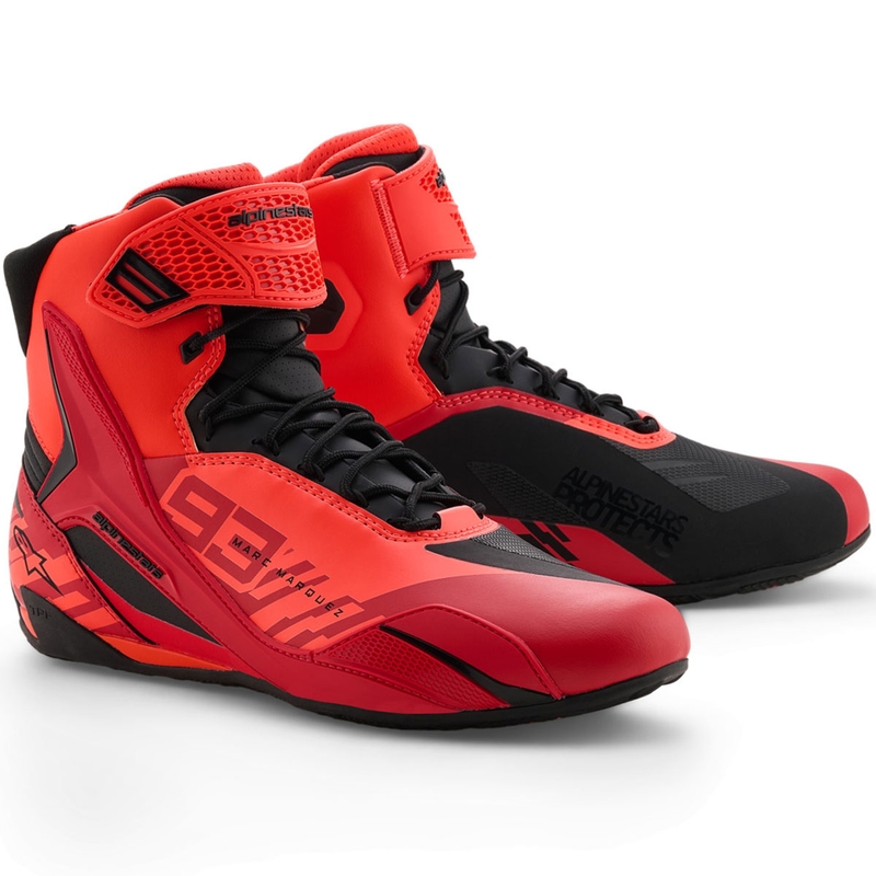 Alpinestars Faster-4 MM93 motociklističke čizme, fluo kolekcija, crveno-crveno-crne