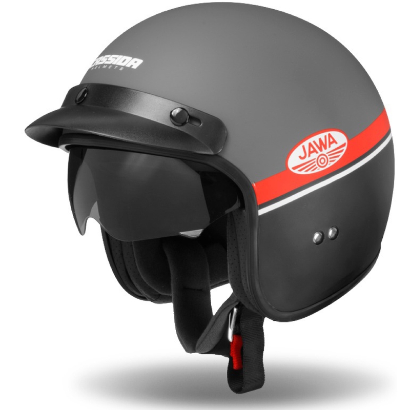 Otvorena motociklistička kaciga Cassida Oxygen Jawa OHC sivo-crveno-crno-bijela - II. kvaliteta