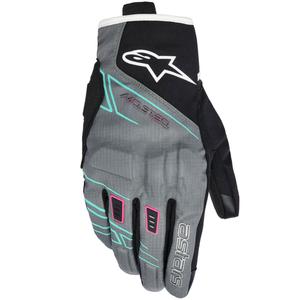 Ženske moto rukavice Alpinestars STELLA MOBLAST VODOTPORNICE sivo-crno-fluo rozo-tirkizno-bijelo