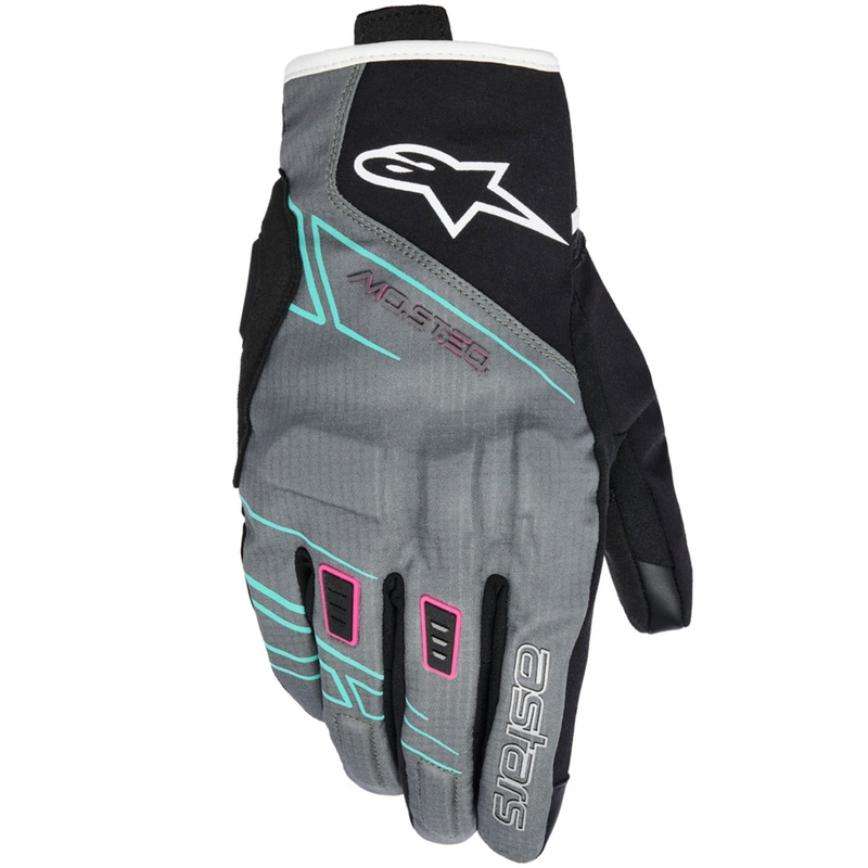 Ženske moto rukavice Alpinestars STELLA MOBLAST VODOTPORNICE sivo-crno-fluo rozo-tirkizno-bijelo