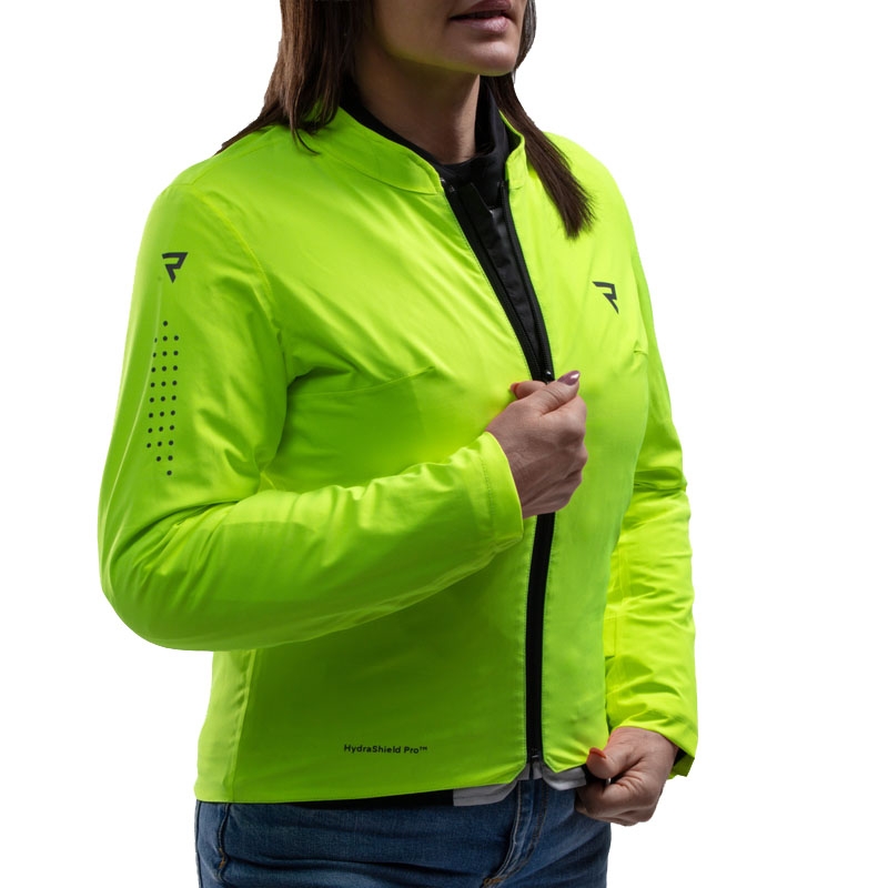 Ženska motociklistička jakna Rebelhorn Swift svijetlo sivo-fluo žuta