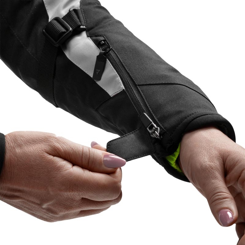 Ženska motociklistička jakna Rebelhorn Swift svijetlo sivo-fluo žuta