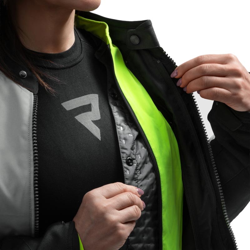 Ženska motociklistička jakna Rebelhorn Swift svijetlo sivo-fluo žuta