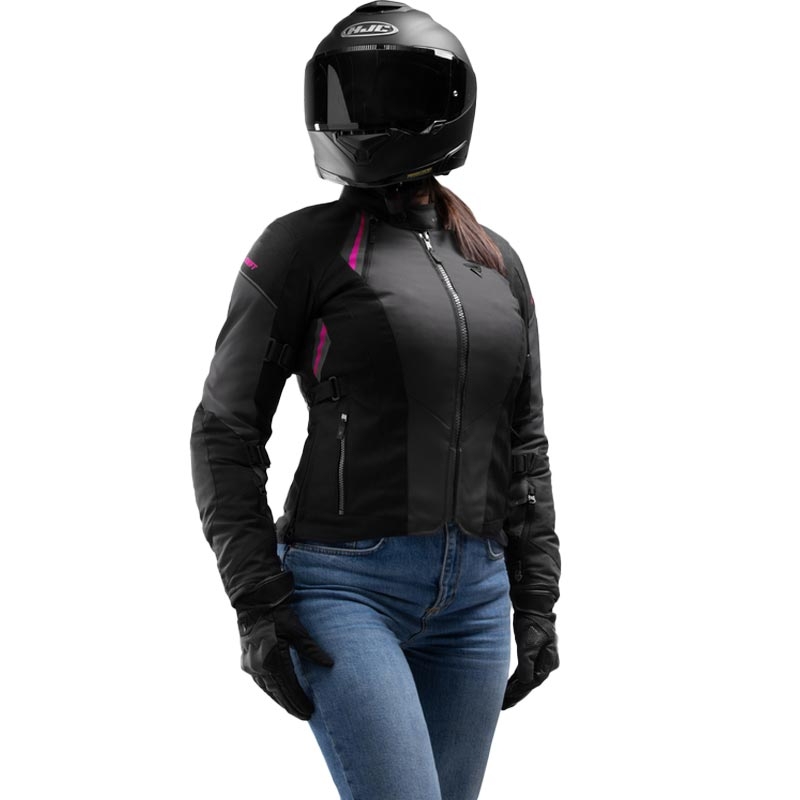 Ženska motociklistička jakna Rebelhorn Swift crno-sivo-roza