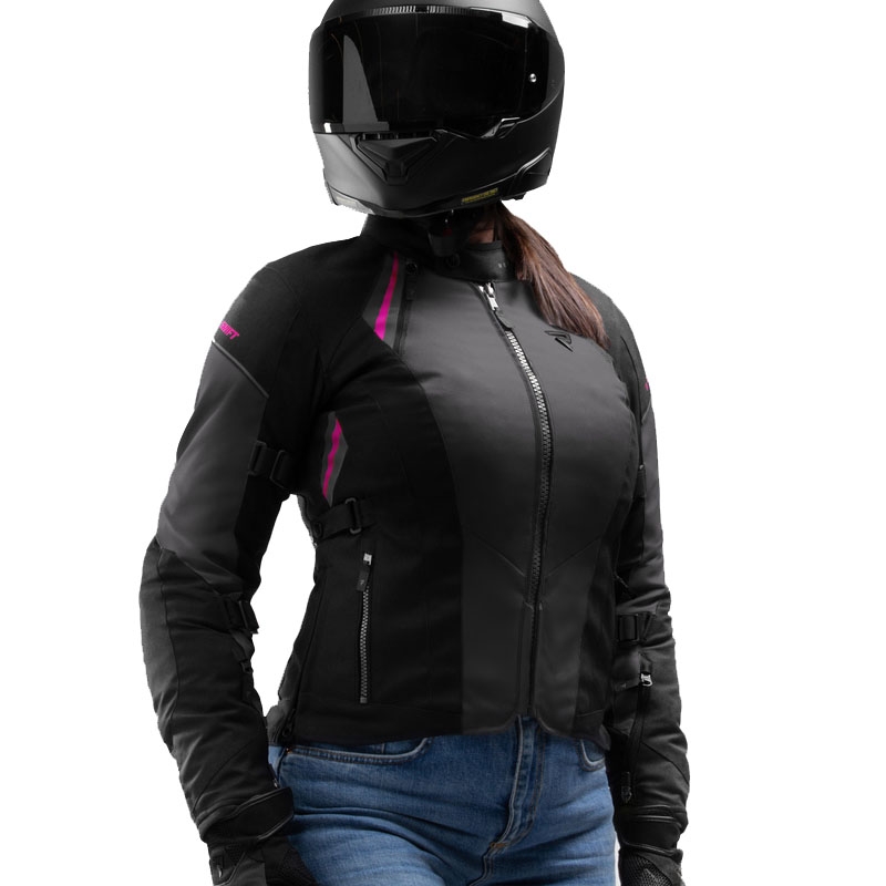 Ženska motociklistička jakna Rebelhorn Swift crno-sivo-roza