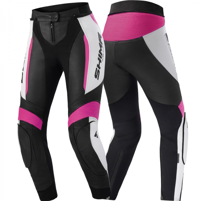 Ženske moto hlače Shima Miura 2.0 crno-fluo roze
