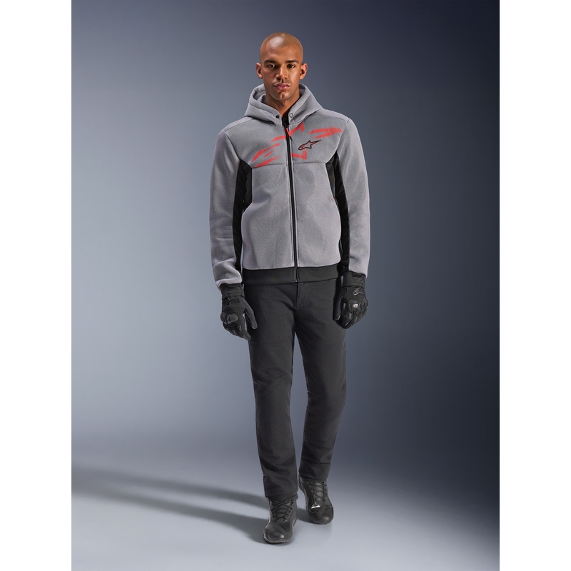 Alpinestars Chrome Superairflow motociklistička majica s kapuljačom crno-svijetlosiva-fluo crvena