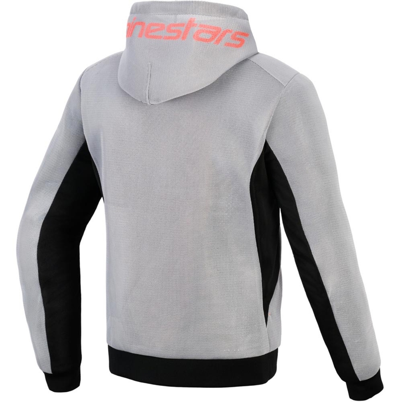 Alpinestars Chrome Superairflow motociklistička majica s kapuljačom crno-svijetlosiva-fluo crvena