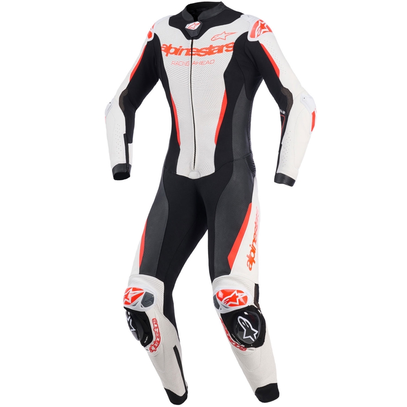 Žensko jednodijelno kožno motociklističko odijelo Alpinestars Stella GP-R7 bijelo-fluo crveno-crno