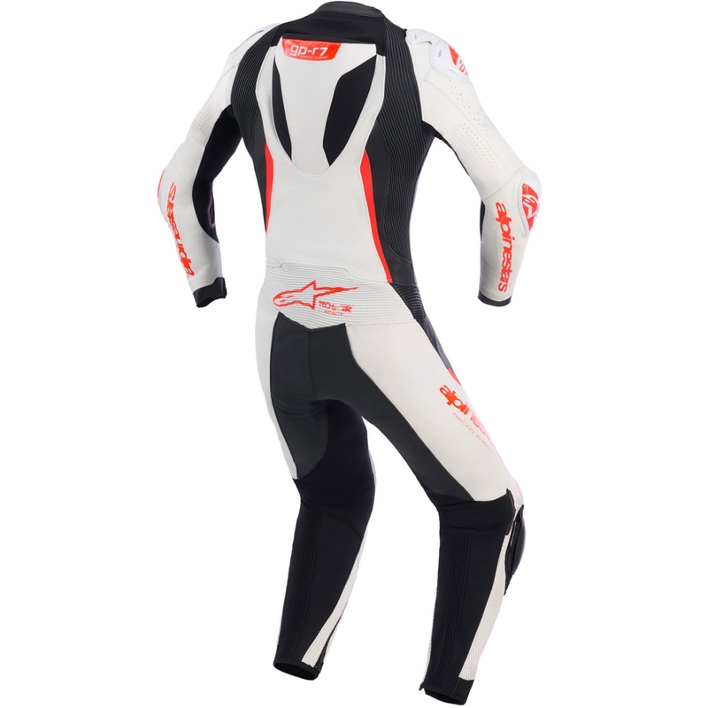 Žensko jednodijelno kožno motociklističko odijelo Alpinestars Stella GP-R7 bijelo-fluo crveno-crno