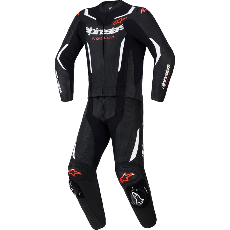 Alpinestars GP Force V2 dvodijelno kožno odijelo crno-bijelo-fluo crveno