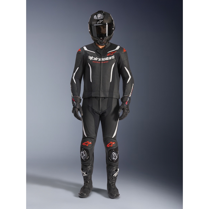 Alpinestars GP Force V2 dvodijelno kožno odijelo crno-bijelo-fluo crveno