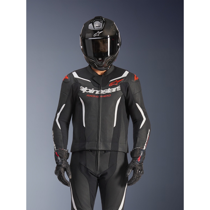 Alpinestars GP Force V2 dvodijelno kožno odijelo crno-bijelo-fluo crveno