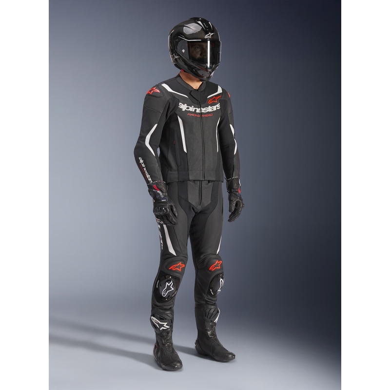 Alpinestars GP Force V2 dvodijelno kožno odijelo crno-bijelo-fluo crveno