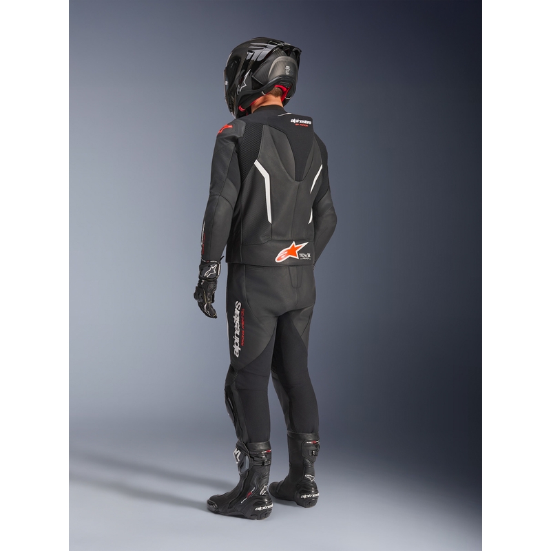Alpinestars GP Force V2 dvodijelno kožno odijelo crno-bijelo-fluo crveno