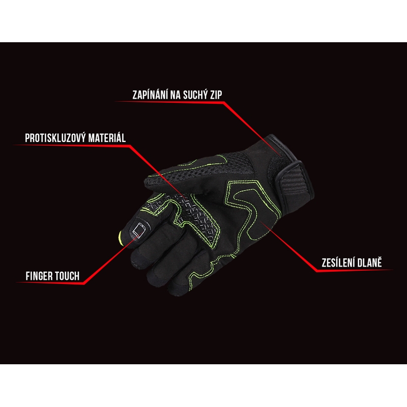 Rukavice za motocikle Street Racer Stunt crno-fluo žute