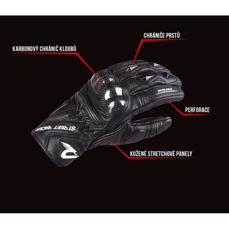 Street Racer XTR motociklističke rukavice Crne rasprodaja