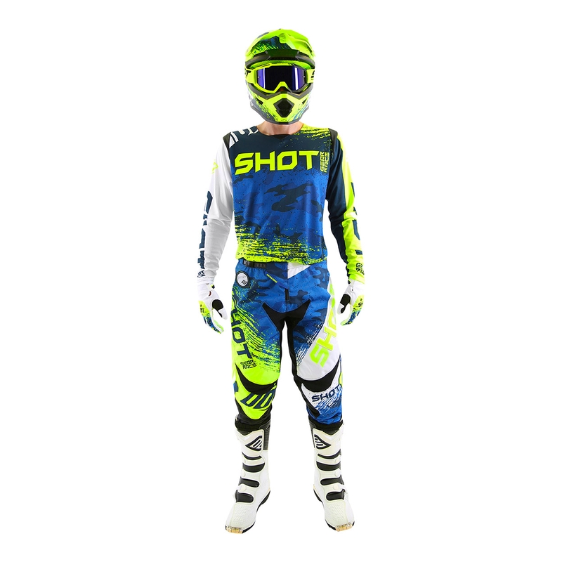 Motocross hlače Shot CONTACT Counter plavo-fluo žute