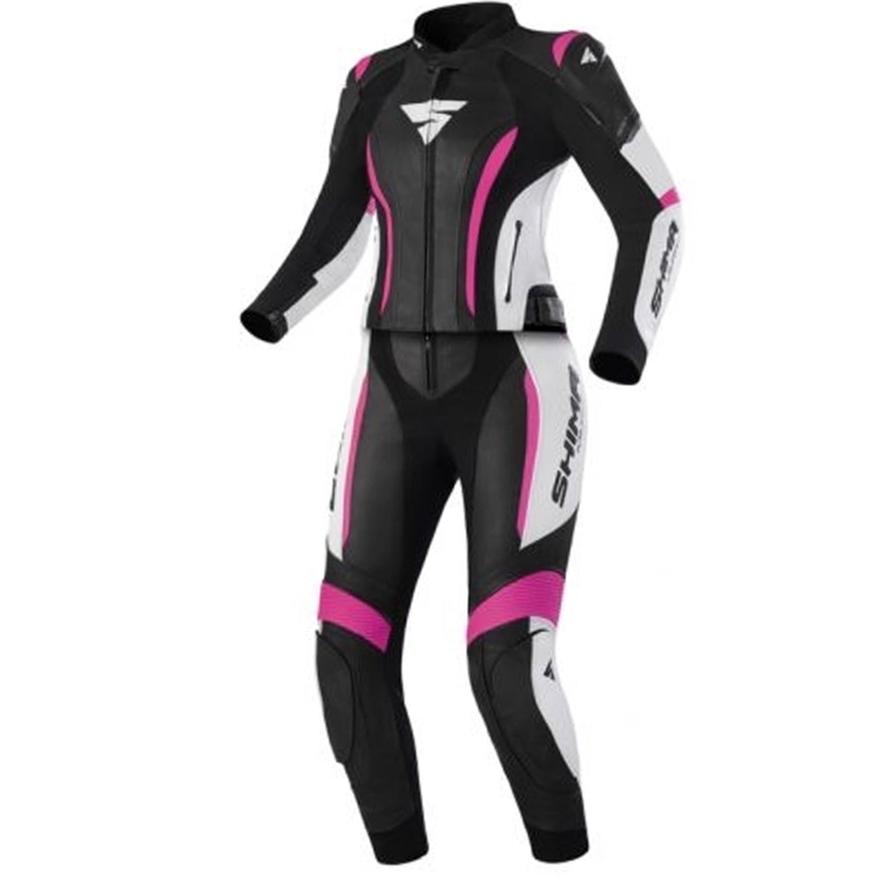 Žensko motorističko odijelo Shima Miura 2.0 crno-bijelo-roza