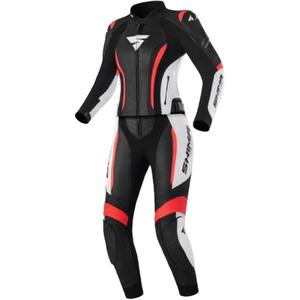 Žensko motorističko odijelo Shima Miura 2.0 crno-bijelo-fluo crveno