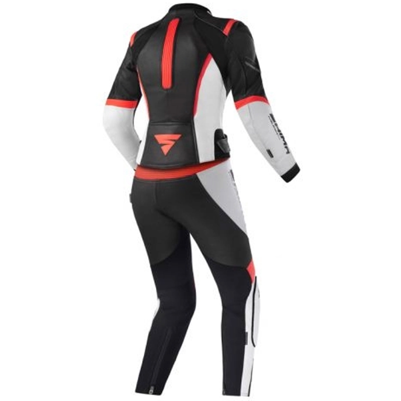Žensko motorističko odijelo Shima Miura 2.0 crno-bijelo-fluo crveno
