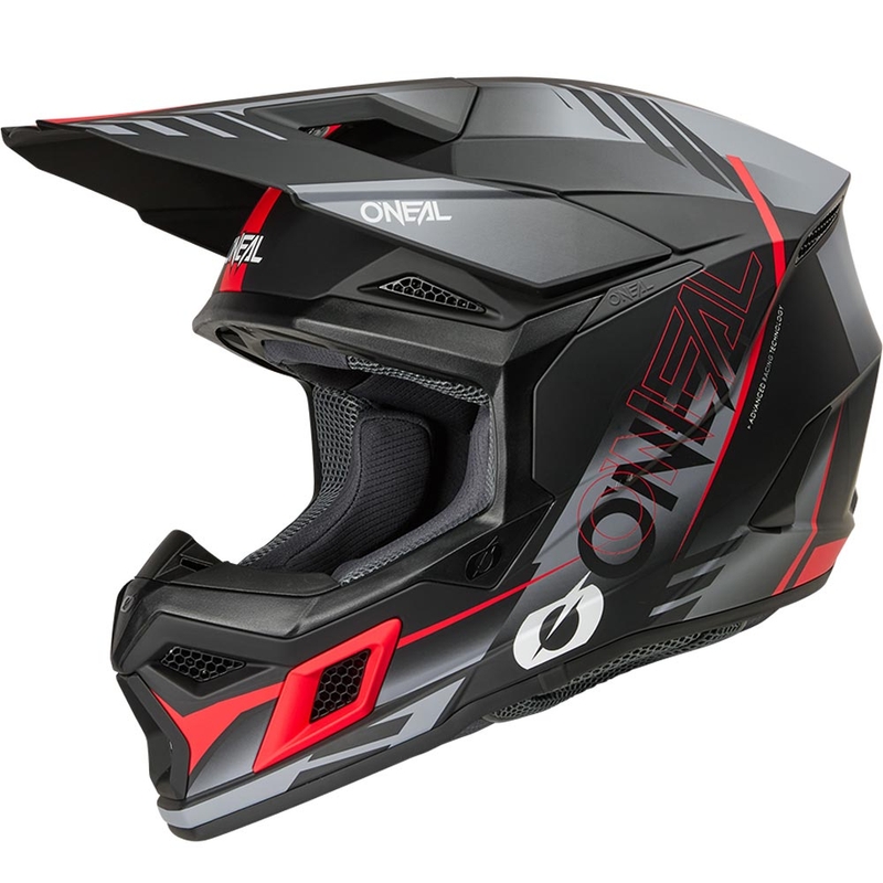 Motokros kaciga O'Neal 3SRS Haze mat crno-sivo-crvena