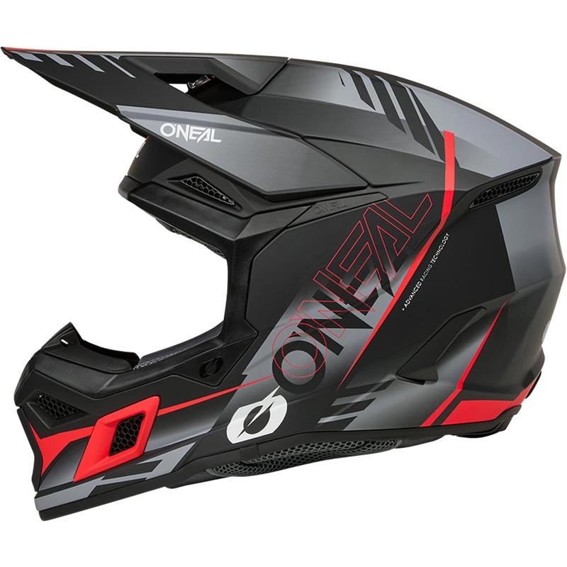 Motokros kaciga O'Neal 3SRS Haze mat crno-sivo-crvena