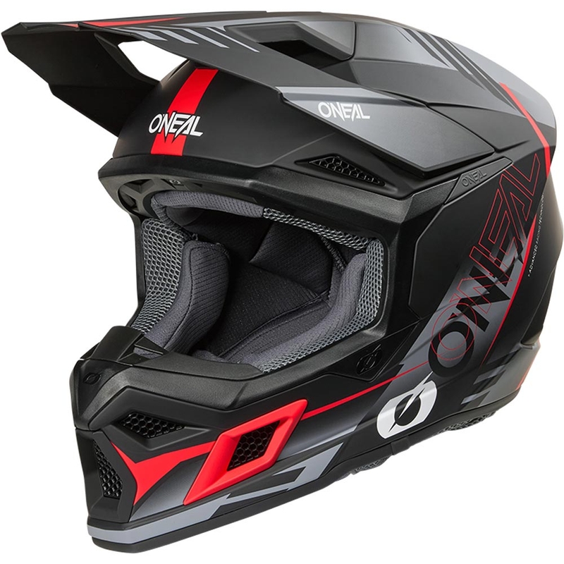 Motokros kaciga O'Neal 3SRS Haze mat crno-sivo-crvena