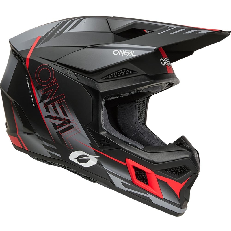 Motokros kaciga O'Neal 3SRS Haze mat crno-sivo-crvena