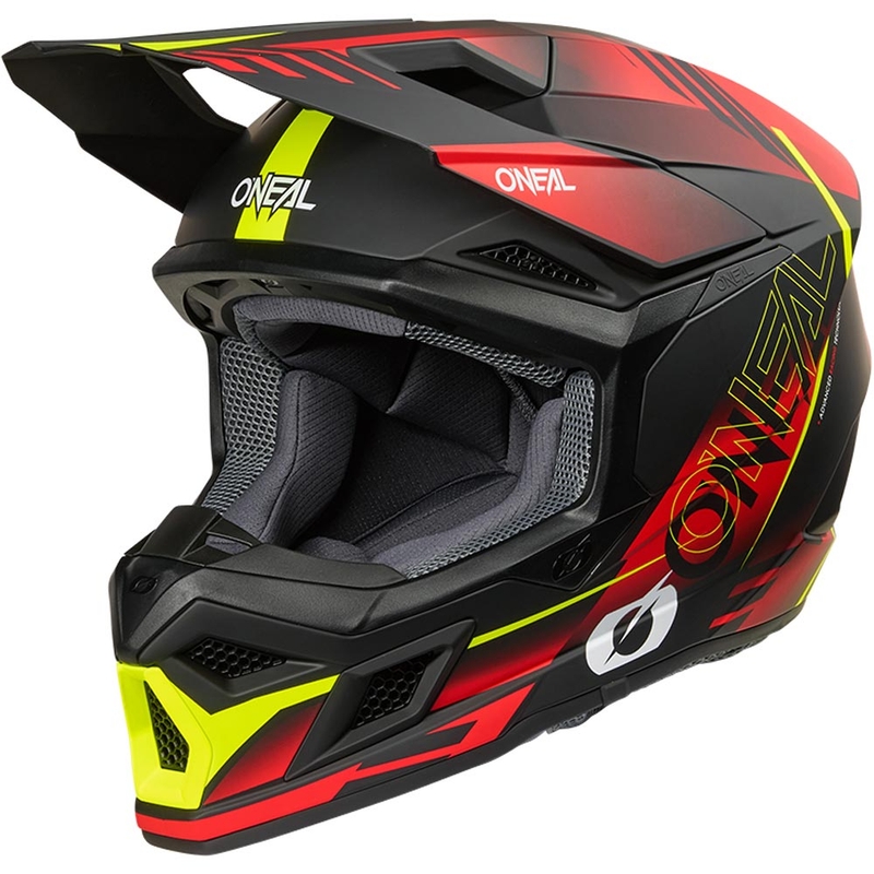 Motokros kaciga O'Neal 3SRS Haze mat crno-crveno-fluo žuta