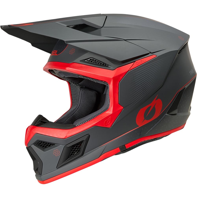 Motokros kaciga O'Neal 3SRS E-stroke mat sivo-crvena