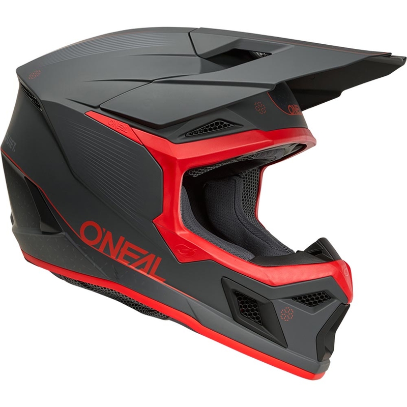 Motokros kaciga O'Neal 3SRS E-stroke mat sivo-crvena