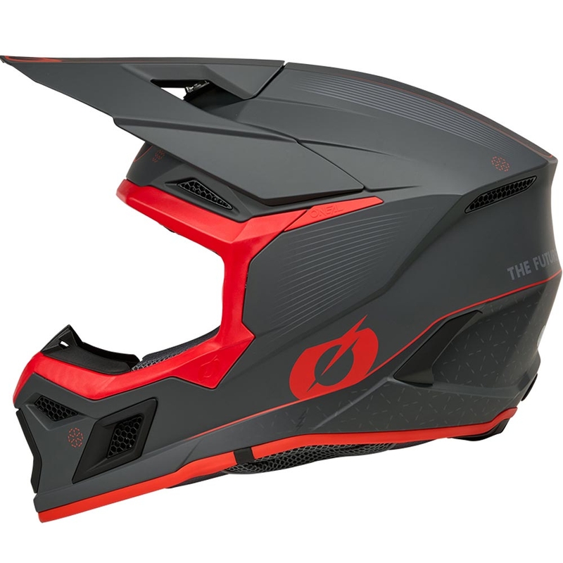 Motokros kaciga O'Neal 3SRS E-stroke mat sivo-crvena