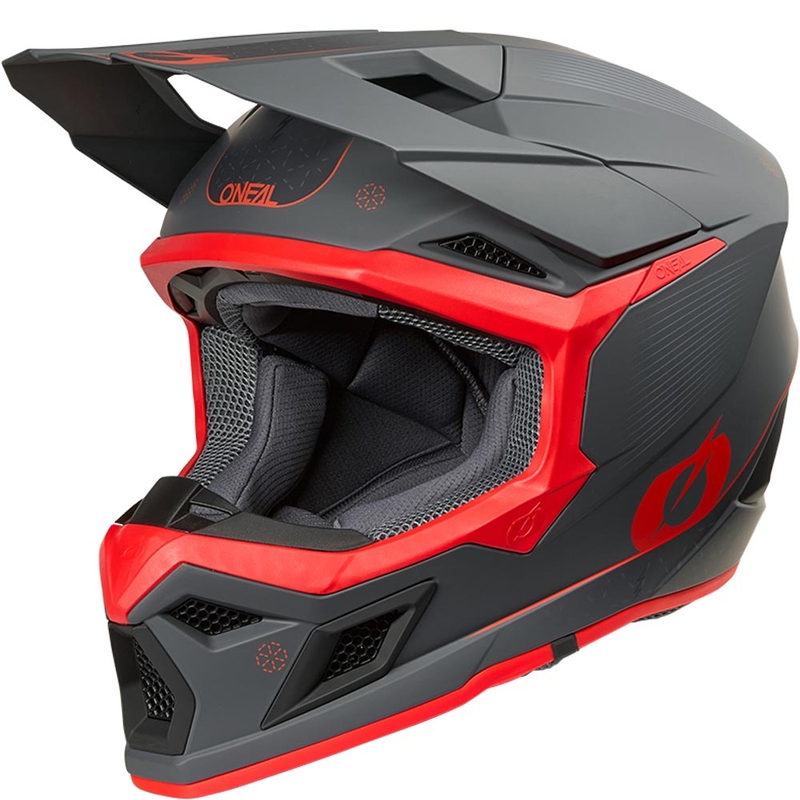 Motokros kaciga O'Neal 3SRS E-stroke mat sivo-crvena
