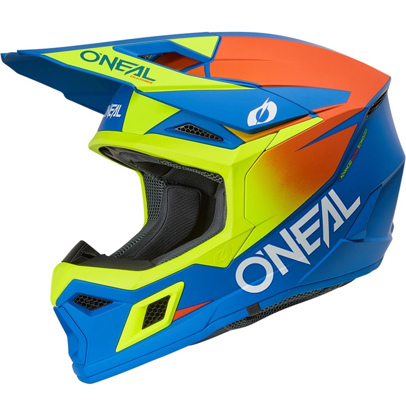 Motokros kaciga O´Neal 3SRS Solid mat plavo-fluo žuta